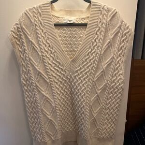 Frankie Shop Cream Cable Knit Sweater Vest